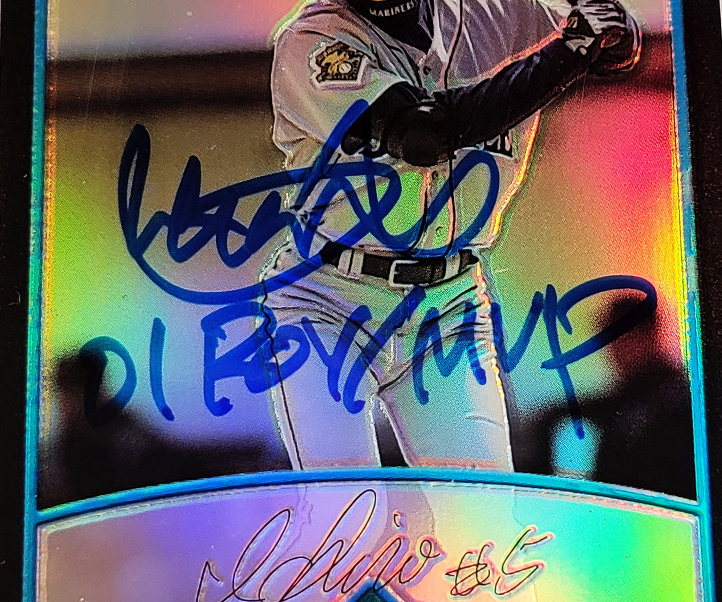 Ichiro Suzuki Autographed 2001 Bowman Chrome Refractor Rookie Card #351 Seattle Mariners PSA 8 Auto Grade Gem Mint 10 "01 ROY MVP" PSA/DNA #63680004