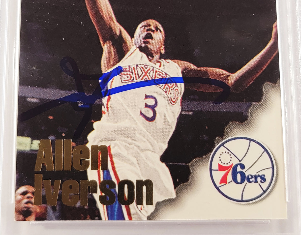 Allen Iverson Autographed 1996-97 Hoops Rookie Card #295 Philadelphia 76ers Beckett BAS #14134143