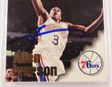 Allen Iverson Autographed 1996-97 Hoops Rookie Card #295 Philadelphia 76ers Beckett BAS #14134143
