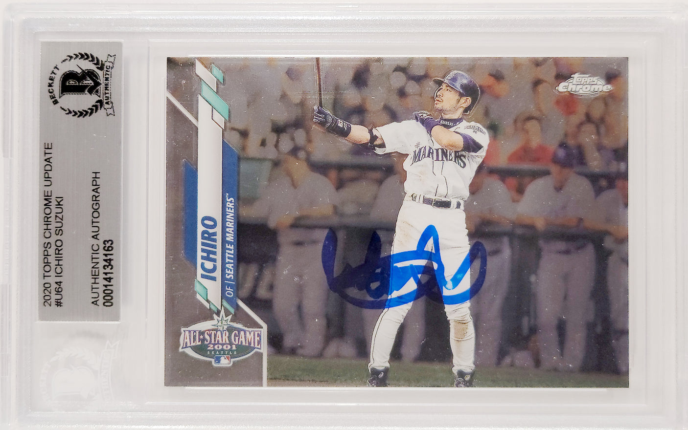 Ichiro Suzuki Autographed 2020 Topps Chrome Update Rookie Card #U-64 Seattle Mariners 2001 All Star Game Beckett BAS #14134163