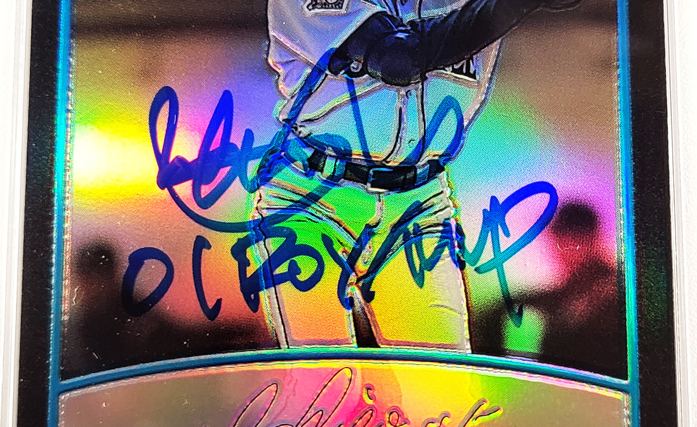 Ichiro Suzuki Autographed 2001 Bowman Chrome Refractor Rookie Card #351 Seattle Mariners PSA 9 Auto Grade Gem Mint 10 "01 ROY/MVP" PSA/DNA #63680003
