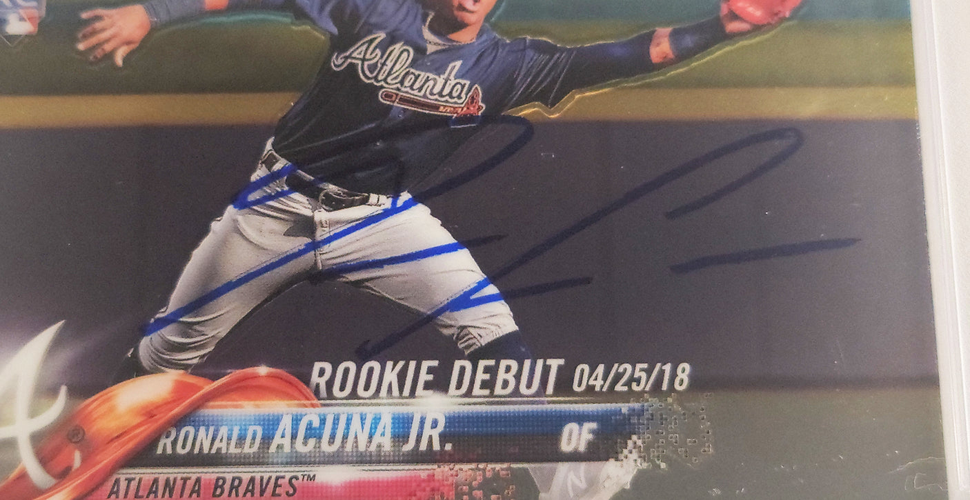 Ronald Acuna Jr. Autographed 2018 Topps Chrome Update Rookie Card #HMT31 Atlanta Braves PSA 10 Auto Grade Mint 9 PSA/DNA #56463133