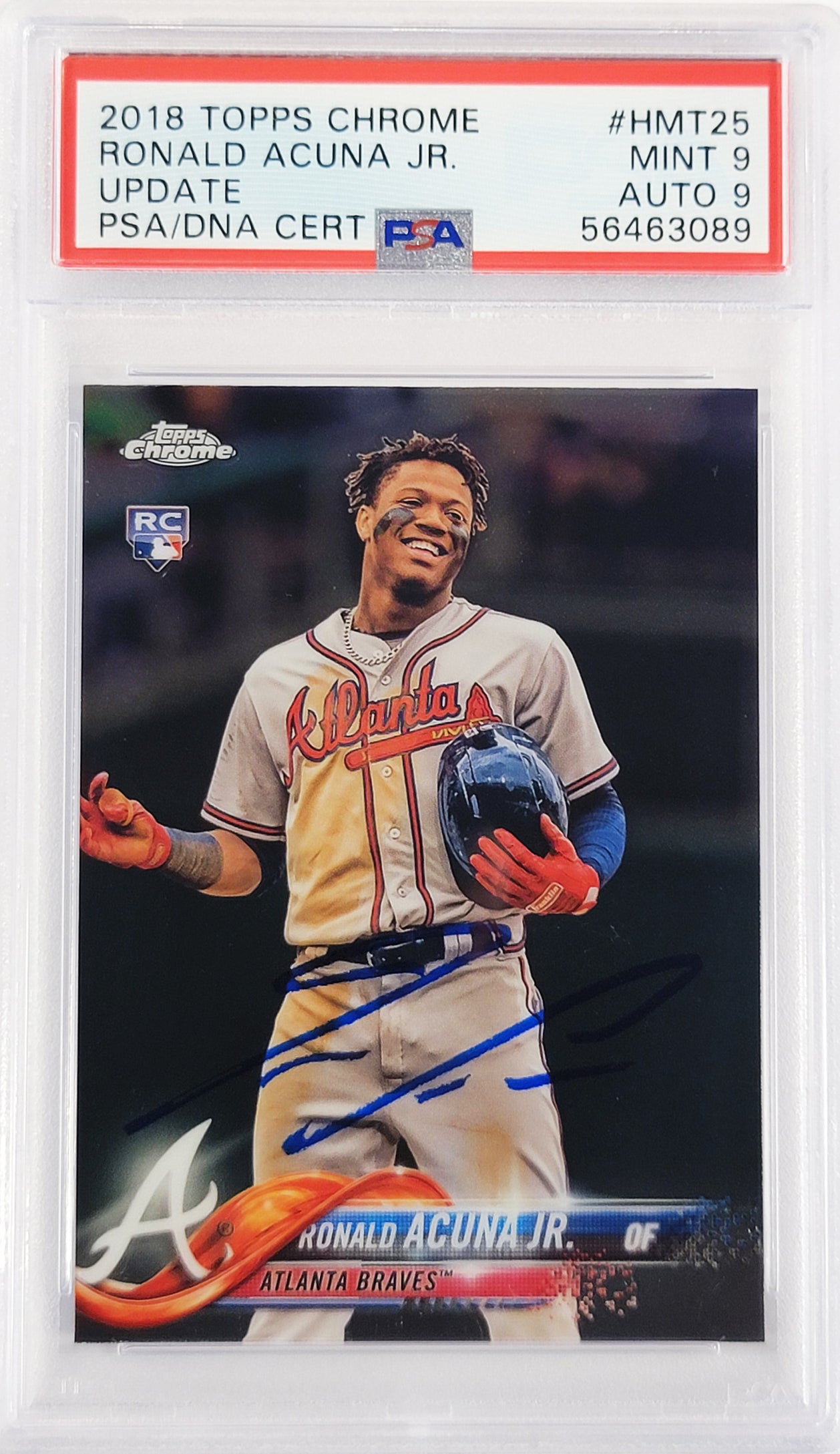 Ronald Acuna Jr. Autographed 2018 Topps Chrome Update Rookie Card #HMT25 Atlanta Braves PSA 9 Auto Grade Mint 9 PSA/DNA #56463089