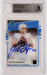 Justin Herbert Autographed 2020 Donruss Clearly Rated Rookie Card #RR-JH Los Angeles Chargers Beckett BAS #14231491