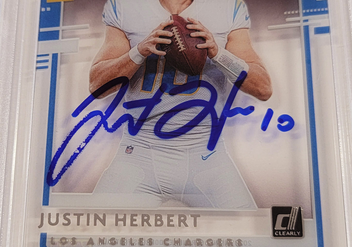 Justin Herbert Autographed 2020 Donruss Clearly Rated Rookie Card #RR-JH Los Angeles Chargers Beckett BAS #14231491