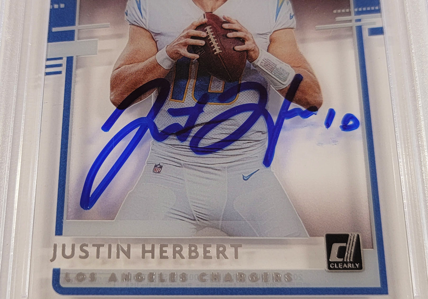 Justin Herbert Autographed 2020 Donruss Clearly Rated Rookie Card #RR-JH Los Angeles Chargers Beckett BAS #14231492