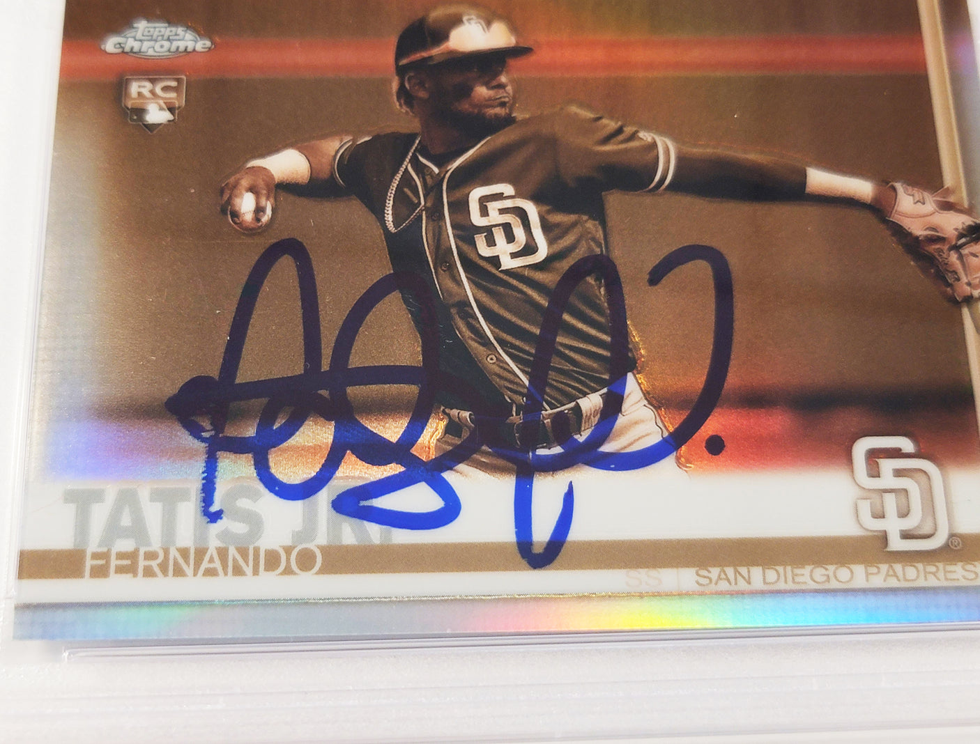 Fernando Tatis Jr. Autographed 2019 Topps Chrome Sepia Refractor Rookie Card #203 San Diego Padres PSA 9 PSA/DNA #64993255