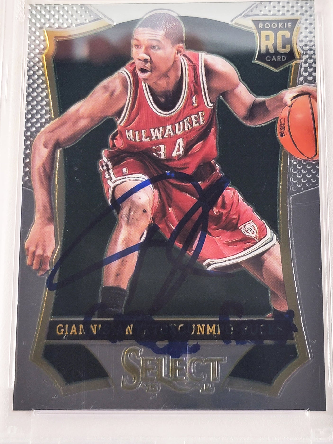 Giannis Antetokounmpo Autographed 2013 Panini Select Rookie Card #178 Milwaukee Bucks PSA 8 Auto Grade Gem Mint 10 "Greek Freak" PSA/DNA #61185324