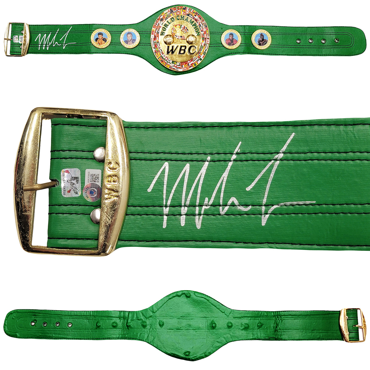 Mike Tyson Autographed Green WBC World Championship Belt Beckett BAS Witness Stock #210830