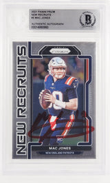 Mac Jones Autographed 2021 Panini Prizm New Recruits Rookie Card #NR-5 New England Patriots Beckett BAS #14860960