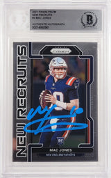 Mac Jones Autographed 2021 Panini Prizm New Recruits Rookie Card #NR-5 New England Patriots Beckett BAS #14860961