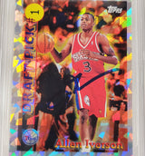Allen Iverson Autographed 1996-97 Topps Draft Pick Rookie Card #DP1 Philadelphia 76ers Auto Grade Gem Mint 10 Beckett BAS #14866808