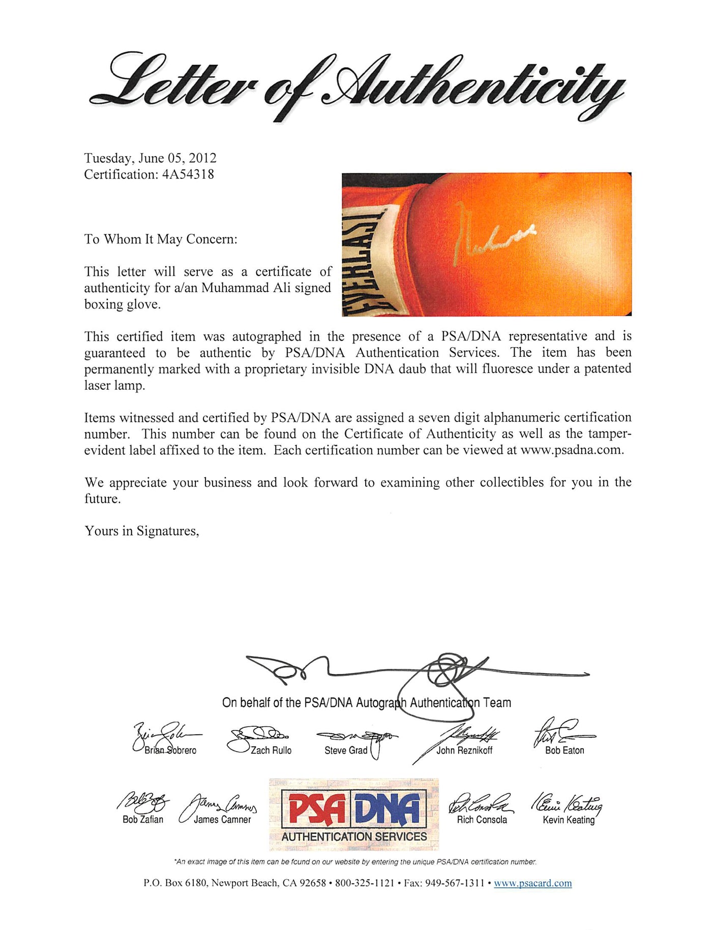 Muhammad Ali Authentic Signed Red Everlast Boxing Glove PSA/DNA Itp #4A54318