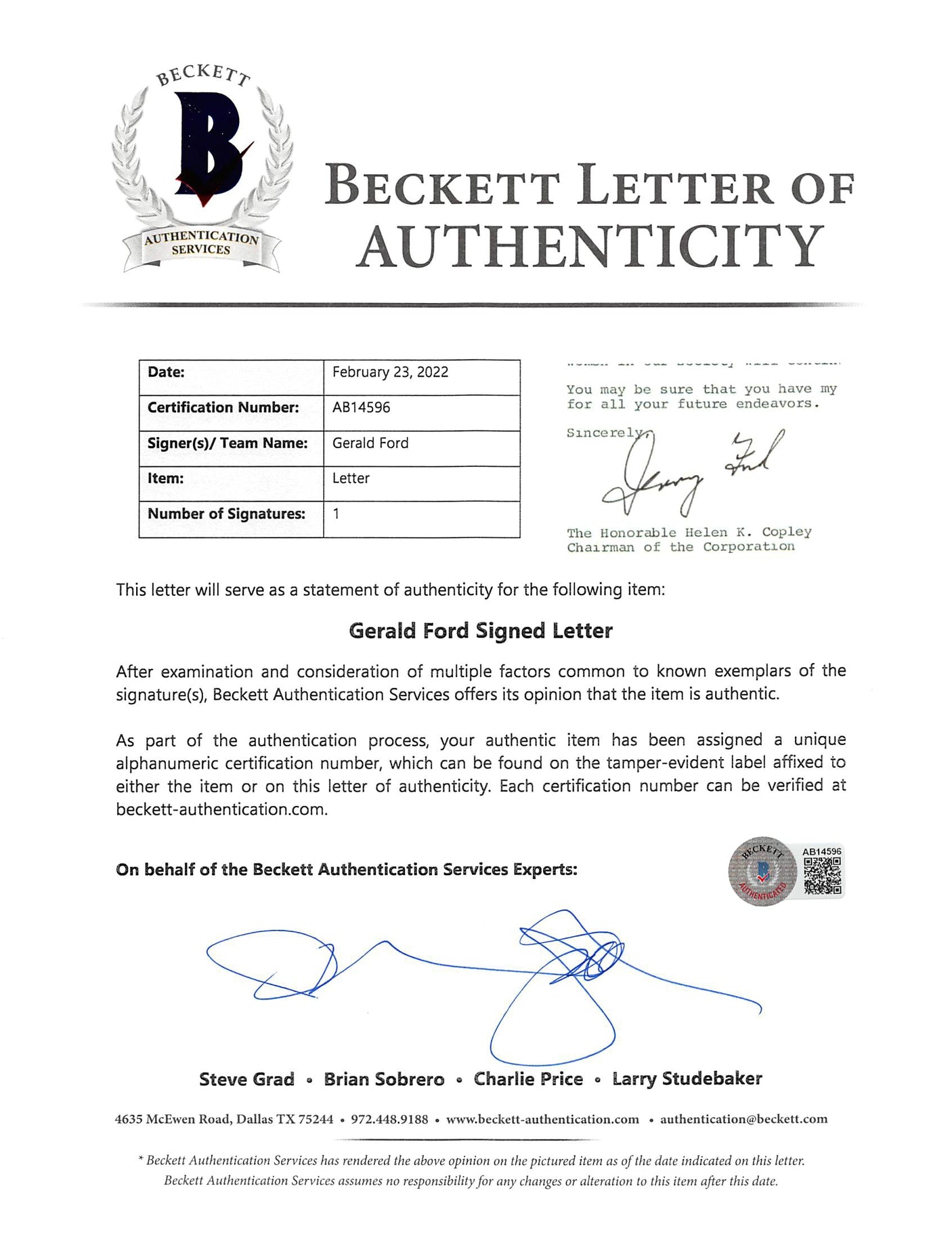 Gerald Ford Authentic Signed 6.75x9 1976 Letter On WH Letterhead BAS #AB14596