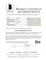 Calvin Coolidge Signed 14x19 1924 Foreign Service Office Appointment BAS LOA