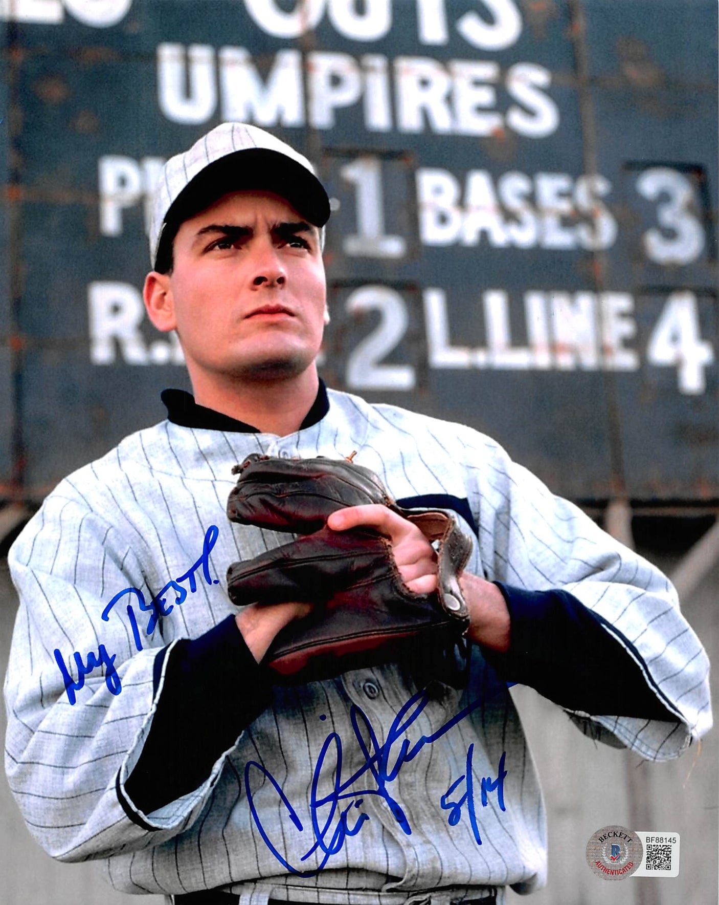 Charlie Sheen Eight Men Out "My Best" Authentic Signed 8x10 Photo BAS #BF88145