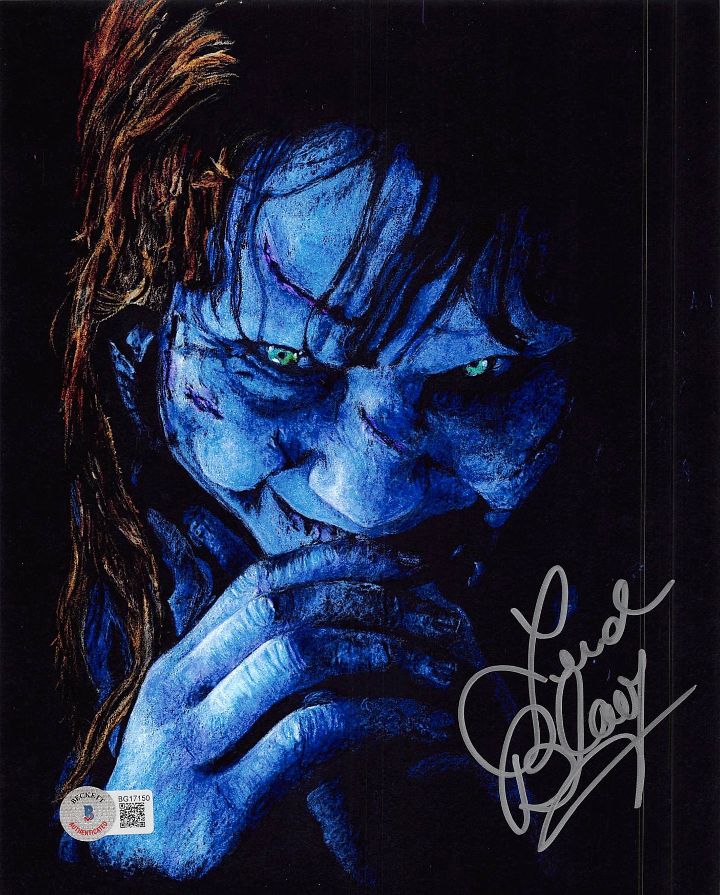 Linda Blair The Exorcist Authentic Signed 8x10 Vertical Blue Face Photo BAS
