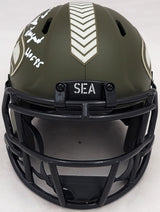 Steve Largent & Jim Zorn Autographed Seattle Seahawks Camo Speed Mini Helmet Salute To Service MCS Holo Stock #211063