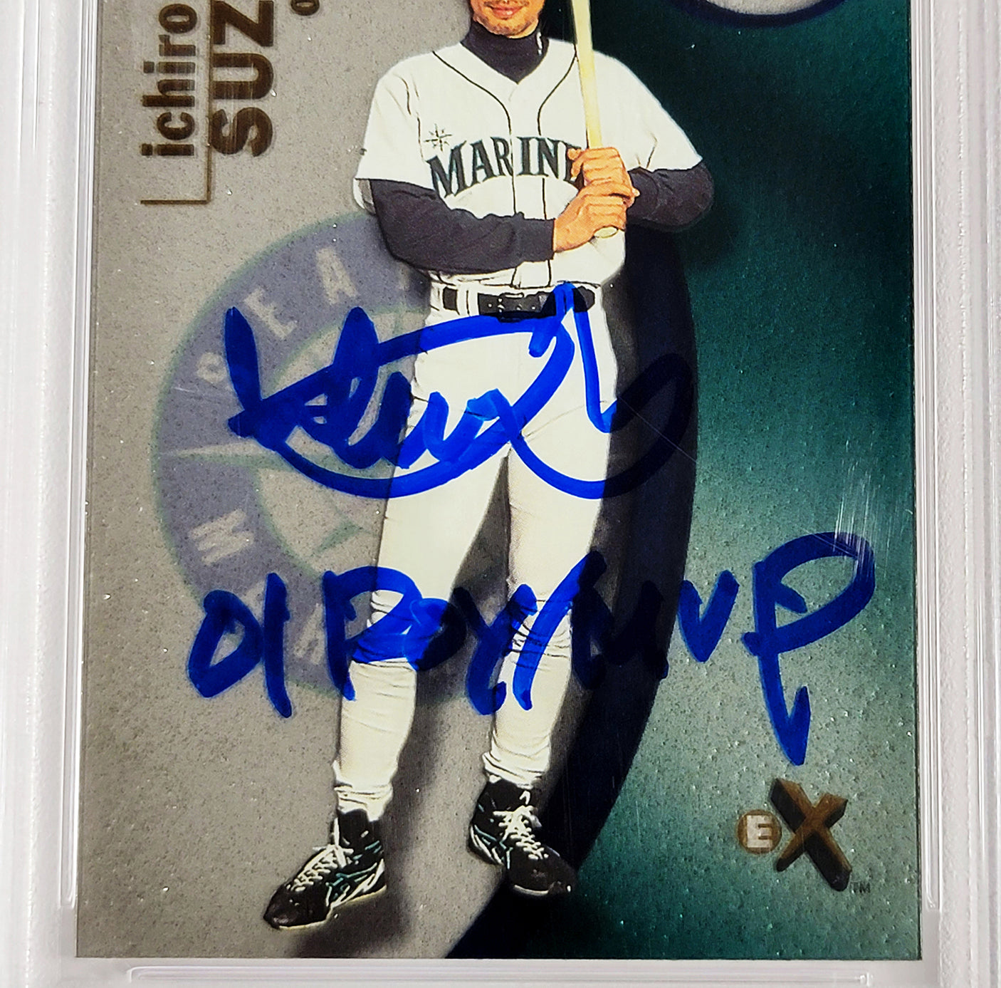 Ichiro Suzuki Autographed 2001 Fleer E-X Rookie Card #105 Seattle Mariners PSA 10 Auto Grade Gem Mint 10 "01 ROY/MVP" Pop 1 #950/1999 PSA/DNA #69276693