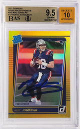 Mac Jones Autographed 2021 Donruss Gold Press Proof Premium Rookie Card #255 New England Patriots BGS 9.5 Auto Grade Gem Mint 10 Beckett BAS #15297330