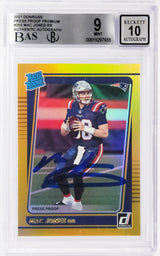 Mac Jones Autographed 2021 Donruss Gold Press Proof Premium Rookie Card #255 New England Patriots BGS 9 Auto Grade Gem Mint 10 Beckett BAS #15297655