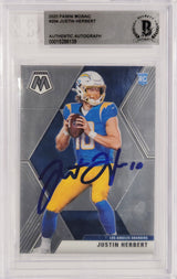 Justin Herbert Autographed 2020 Panini Mosaic Rookie Card #204 Los Angeles Chargers Beckett BAS Stock #211826