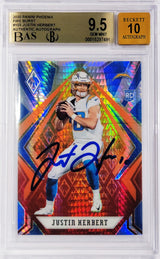 Justin Herbert Autographed 2020 Panini Phoenix Fire Burst Rookie Card #103 Los Angeles Chargers BGS 9.5 Auto Grade Gem Mint 10 Beckett BAS Stock #211827