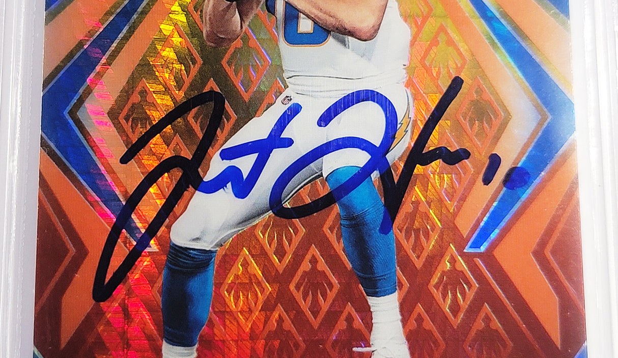 Justin Herbert Autographed 2020 Panini Phoenix Fire Burst Rookie Card #103 Los Angeles Chargers BGS 9.5 Auto Grade Gem Mint 10 Beckett BAS Stock #211827