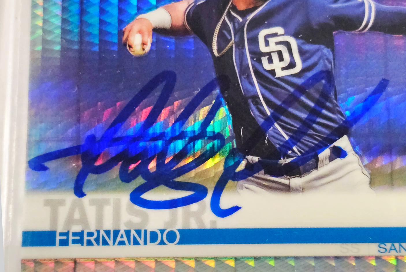 Fernando Tatis Jr. Autographed 2019 Topps Chrome Prism Refractor Rookie Card #203 San Diego Padres BGS 9 Auto Grade Gem Mint 10 Beckett BAS #15350445