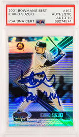 Ichiro Suzuki Autographed 2001 Bowman's Best Rookie Card #162 Seattle Mariners "01 ROY/MVP" #2671/2999 PSA/DNA #69274574