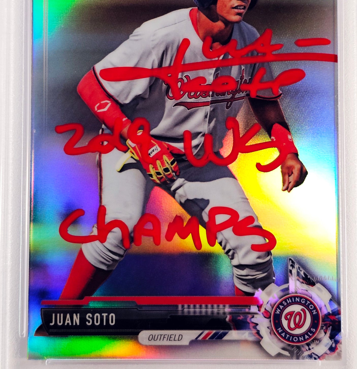 Juan Soto Autographed 2017 Bowman Draft Chrome Refractor Rookie Card #BDC162 New York Mets PSA 10 "2019 WS Champs" PSA/DNA #61265738
