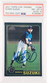 Ichiro Suzuki Autographed 2001 Topps Chrome Traded Rookie Card #T266 Seattle Mariners PSA 8 Auto Grade Gem Mint 10 PSA/DNA #61265867