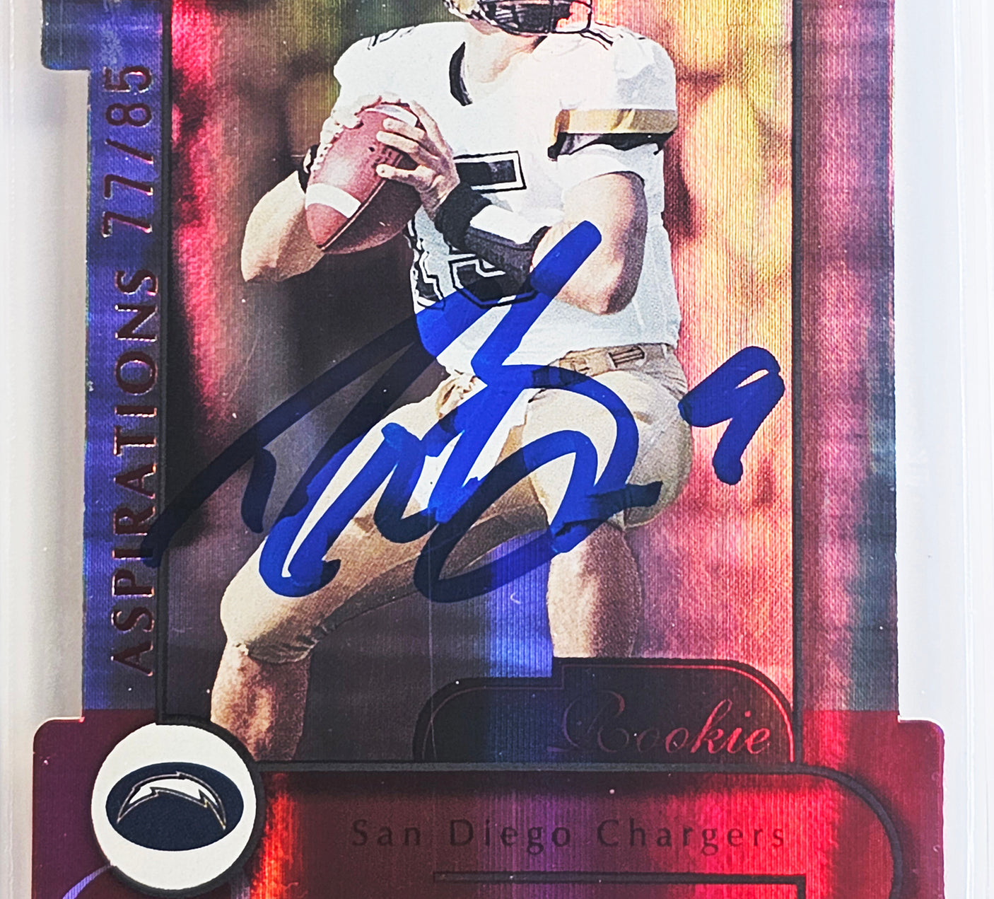 Drew Brees Autographed 2001 Donruss Elite Aspirations Rookie Card #102 San Diego Chargers BGS 8.5 Auto Grade Gem Mint 10 #77/85 Beckett BAS #15681813