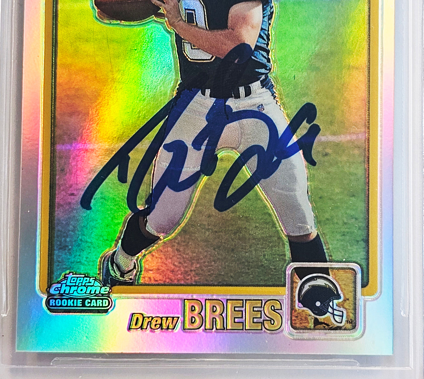 Drew Brees Autographed 2001 Topps Chrome Refractor Rookie Card #229 San Diego Chargers Auto Grade Gem Mint 10 #213/999 Beckett BAS #15682146