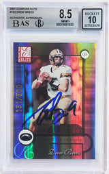 Drew Brees Autographed 2001 Donruss Elite Rookie Card #102 San Diego Chargers BGS 8.5 Auto Grade Gem Mint 10 #151/500 Beckett BAS #15681830
