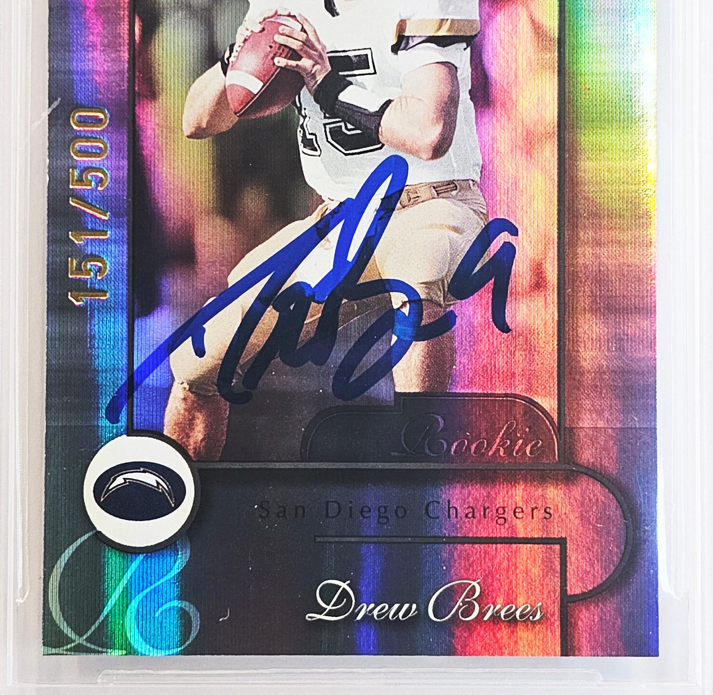 Drew Brees Autographed 2001 Donruss Elite Rookie Card #102 San Diego Chargers BGS 8.5 Auto Grade Gem Mint 10 #151/500 Beckett BAS #15681830