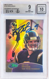 Drew Brees Autographed 2001 eTopps Rookie Card #125 San Diego Chargers BGS 9 Auto Grade Gem Mint 10 Beckett BAS #15681940