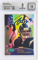 Drew Brees Autographed 2001 eTopps Rookie Card #125 San Diego Chargers BGS 9 Auto Grade Gem Mint 10 Beckett BAS #15681939