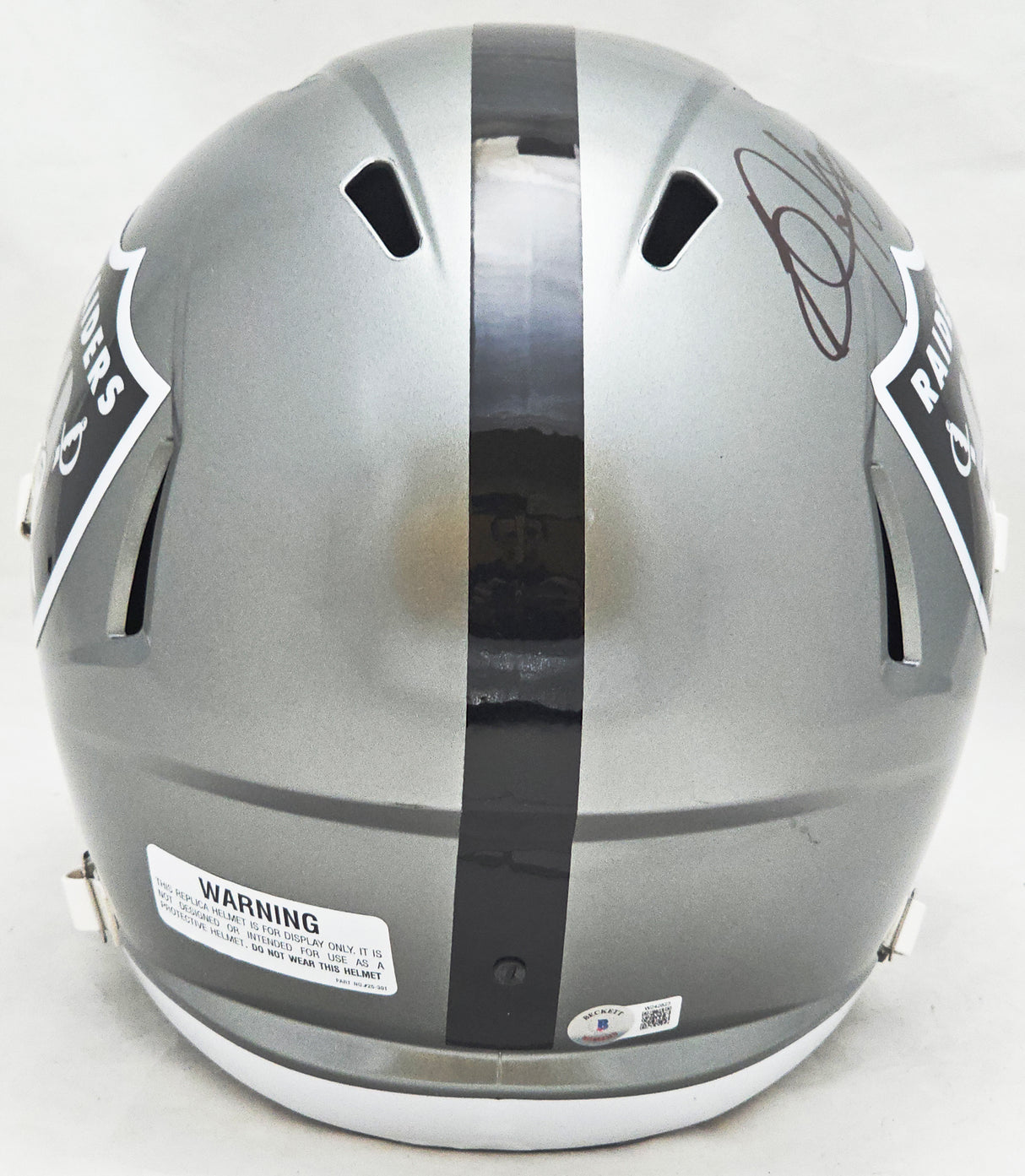 Bo Jackson Autographed Oakland Raiders Flash Gray Full Size Replica Speed Helmet Beckett BAS Witness Stock #218028