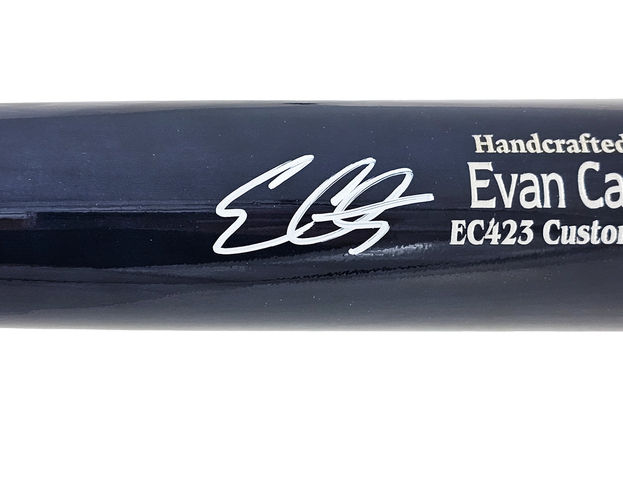 Evan Carter Autographed Dark Blue Marucci Player Model Bat Texas Rangers Beckett BAS Witness Stock #217965