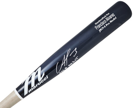 Francisco Alvarez Autographed Blue & Grey Marucci Pro Model Bat New York Mets "MLB Debut 9-30-22" Beckett BAS Witness Stock #218051