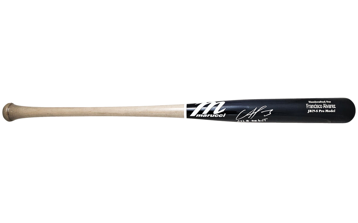 Francisco Alvarez Autographed Blue & Grey Marucci Pro Model Bat New York Mets "MLB Debut 9-30-22" Beckett BAS Witness Stock #218051