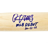 Oneil Cruz Autographed Blonde Louisville Slugger Pro Stock Bat Pittsburgh Pirates "MLB Debut 10-2-21" Beckett BAS QR Stock #218603