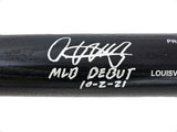 Oneil Cruz Autographed Black Louisville Slugger Pro Stock Bat Pittsburgh Pirates "MLB Debut 10-2-21" Beckett BAS QR Stock #218601