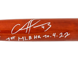 Francisco Alvarez Autographed Orange/Blue Marucci Pro Model Bat New York Mets "1st MLB HR 10-4-22" Beckett BAS Witness Stock #218049