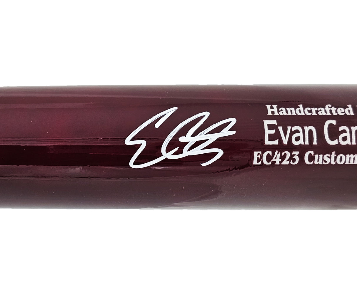 Evan Carter Autographed Red Marucci Player Model Bat Texas Rangers Beckett BAS Witness Stock #217966