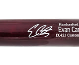 Evan Carter Autographed Red Marucci Player Model Bat Texas Rangers Beckett BAS Witness Stock #217966