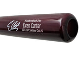 Evan Carter Autographed Red Marucci Player Model Bat Texas Rangers Beckett BAS Witness Stock #217966