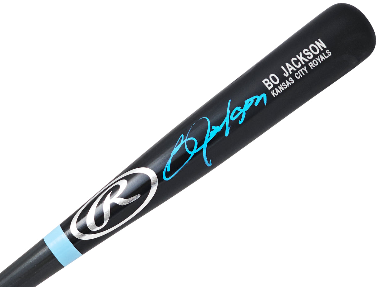 Bo Jackson Autographed Black Rawlings Player Model Bat Kansas City Royals Beckett BAS Witness Stock #218036