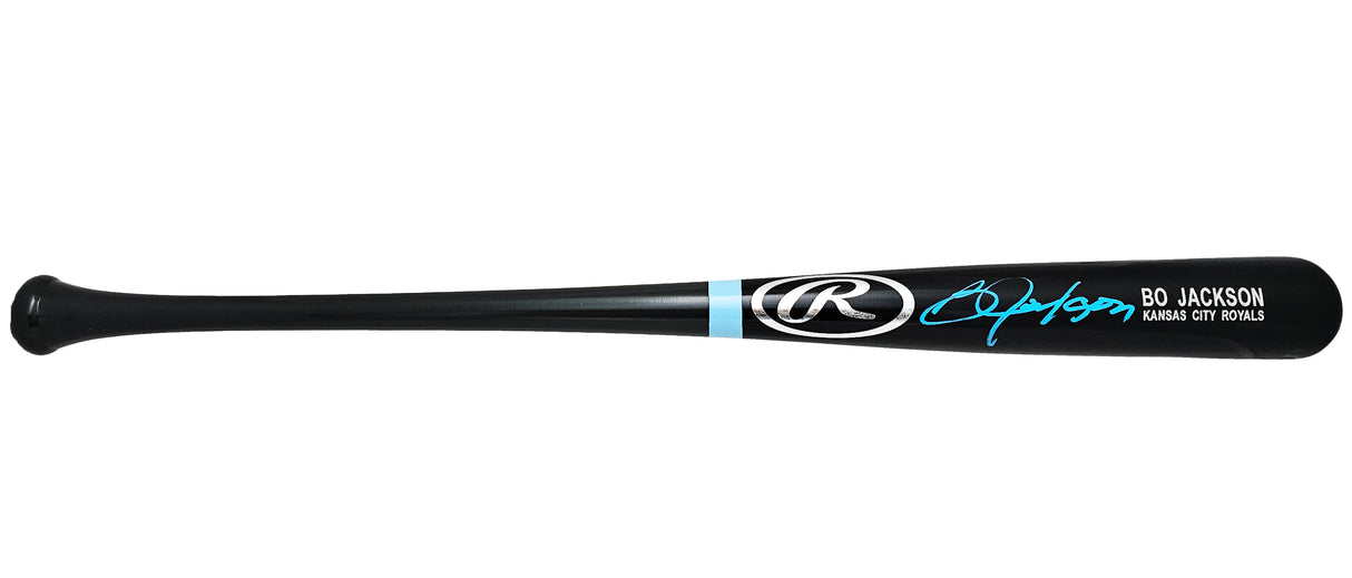 Bo Jackson Autographed Black Rawlings Player Model Bat Kansas City Royals Beckett BAS Witness Stock #218036